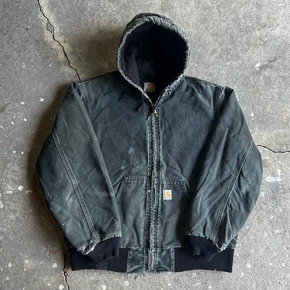 Carhartt Other - Carhartt faded black hooded work wear jacket